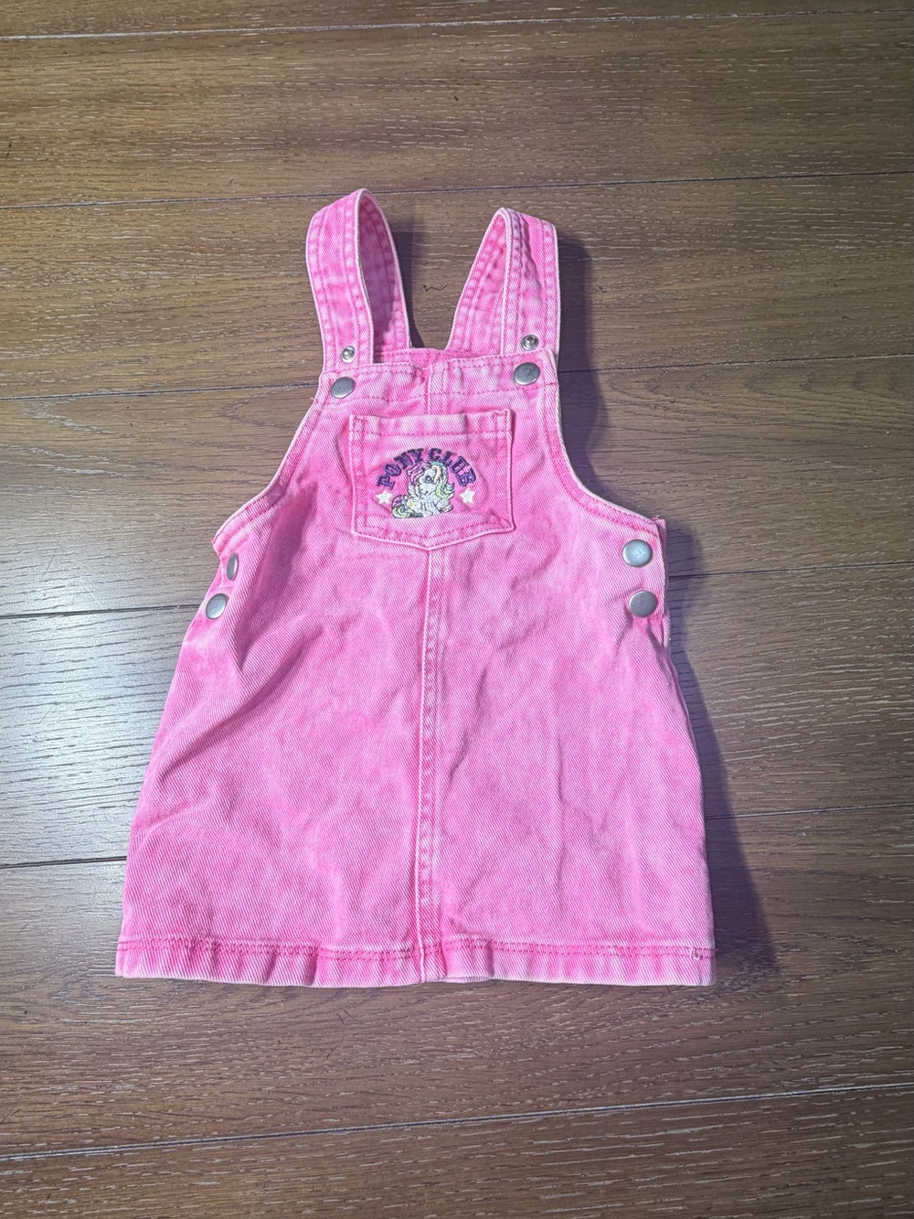 My Little Pony Overall Dress Girls 18M Pink Acid Wash Pony Club Embroidered